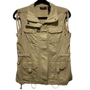 DKNY Jeans Donna Karan Army Khaki Cargo Utility Vest Womens S